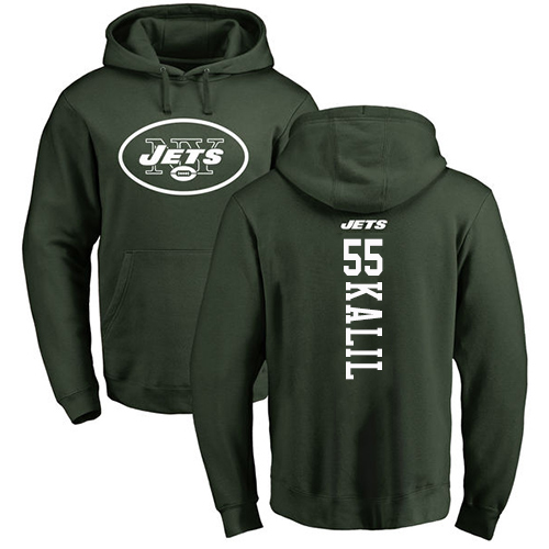 New York Jets Men Green Ryan Kalil Backer NFL Football #55 Pullover Hoodie Sweatshirts